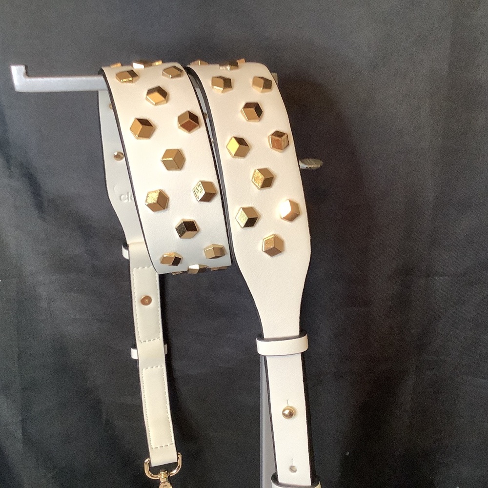 NWT‎ Clearly crossbody chest strap white gold stud